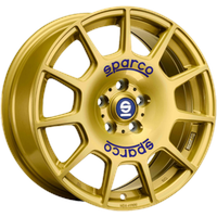 Sparco Sparco, Terra, 7,5x17 ET48 5x100 63,4, gold + blaue Beschriftung