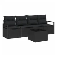 vidaXL Garten-Sofa-Set 5-teilig Schwarz