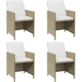 vidaXL Garten-Essstühle mit Kissen 4 Stk. Beige Poly Rattan