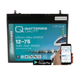 Q-Batteries Lithium Akku 12-75 12,8V 75Ah 960Wh LiFePO4 Batterie mit Bluetooth