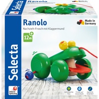 Selecta Ranolo, Nachzieh Frosch, Schiebe-und Nachziehspielzeug aus Holz, 11 cm
