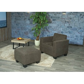 Mendler Modular Sessel Loungesessel mit Ottomane Lyon, Stoff/Textil ~ braun