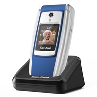 Easyfone T300 4G Seniorenhandy Klapphandy ohne Vertrag, Großtasten Mobiltelefon Einfach und Tasten Notruffunktion, Taschenlampe, 1500mAh Akku und Ladestation (Blau)