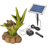 Esotec Solar Wasserspeier Set Frosch sitzend, Höhe=46cm, Solarpumpe, Teichfigur Gartenfigur Gartenstatue, Tauchpumpe, Wasserspiel, Gartenbrunnen, Springbrunnen, außen Outdoor Vogeltränke 101661