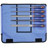 Friedr. Dick DICK Feilensatz mit 2K-Heft 5-teilig in Rolltasche Metall, Hieb 2, Länge ohne Angel: 200 mm