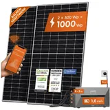 Solarway All In One 1000W Balkonkraftwerk komplett Solarpaket mit 1,6 kWh Anker Solix 2 PRO Speicher, Plug&Play