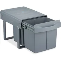 Relaxdays Einbaumülleimer 3-Fach, ausziehbar, Küchenmülleimer für Unterschrank, 15 l