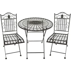 Balkonset MANGAN Metall Schwarzbraun Tisch Stuhl Garten