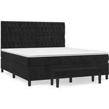 vidaXL Boxspringbett mit Matratze Schwarz 180x200 cm Samt