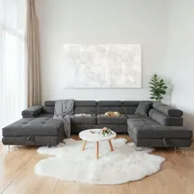 sofiland Ecksofa U-Form Grau 2-Sitzer