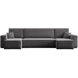 venasi Ecksofa U-Form mit Schlaffunktion und Bettkasten 3-Sitzer Grau