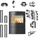 Freistehender Kaminofen KRATKI ROLLO 2 10kW Ø150 Außenkaminset