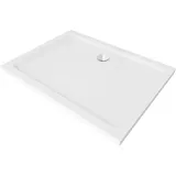 Mexen Flat rechteckige Slim-Dusche 110 x 70 cm, weiß, chrom Siphon - 40107011