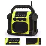 FM Radio Bluetooth Box IP66, tragbarer Outdoor Lautsprecher mit LED Taschenlampe, 4000mAh Akku, Powerbank, Garage Baustelle Camping