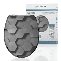 Schütte WC-Sitz »Grey HEXAGONS mit Absenkautomatik und Schnellverschluss