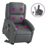 vidaXL Massagesessel mit Aufstehhilfe Grau Kunstleder