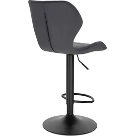 Woltu Barhocker höhenverstellbarer Hocker 60-82 cm 360° Drehstuhl mit Rückenlehne Fußstütze Barstuhl aus Samt Metall Dunkelgrau - Dunkelgrau