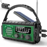 Notfallradio Solarbetrieben 20000mAh Kurbelradio, Outdoor Radio mit AM/FM, Handkurbel Dynamo, LED Licht & SOS, wasserdicht IPX6 für Camping & Notf...