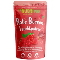 Rote Beeren Fruchtpulver: 100g Himbeeren, Johannisbeeren und Erdbeeren gefriergetrocknet – Getrocknete Früchte ohne Zucker Zusatz, ungesiebt – Smoothie Bowl, Smoothie Pulver – Topping von NutriPur