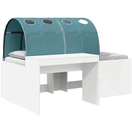 vidaXL Hochbett mit Schreibtisch für Kinder 0 x 0 cm Holz weiß/hellblau