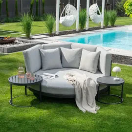 Home Deluxe Daybed Outdoor FLORIDA Sonnenliege 170 x 170 x 0 cm Grau