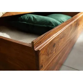 MASSIVMOEBEL24.DE Bett mit Schublade Sheesham 200x200 Walnuss gewachst Toronto #259