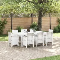 vidaXL Garten Essgruppe 9-tlg. Weiß