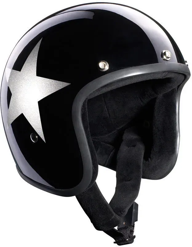 Bandit Jet Star Black Jethelm, schwarz-silber, Größe L für Männer