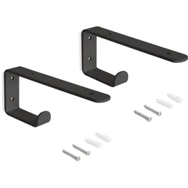 Emuca - Satz Regalträger-Set aus Holz mit integriertem Aufhänger, Stahl, Schwarz