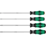 WERA 335/350/355/4 Schraubendrehersatz Kraftform Plus Lasertip mit 200 mm langen Klingen, 4-teilig