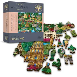Trefl - Holzpuzzle, 1000 Teile, Wood Craft, unregelmäßige Formen, 100 Figuren französischer Denkmäler und Symbole, modernes Premium Puzzle, holzpuzzle Erwachsene