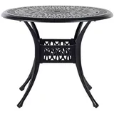 Beliani Gartentisch, Schwarz, Beige, Metall, Rund, 90x72x90 cm, Gartenmöbel, Gartentische, Gartentische