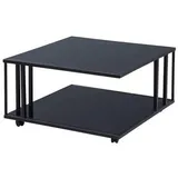 Livetastic Couchtisch Schwarz, Metall, Glas, rechteckig, Rollen, 75x41x75 cm, einfacher Aufbau, Wohnzimmer, Wohnzimmertische, Couchtische