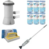 WAYS - Poolpflege - Poolsauger & Filterpumpe 2271 L/u & 6 Filter Typ A & WAYS Scheuerbürste