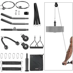 VEVOR Kabelzug, 2 Stück Latzug bis 150 kg Belastbar, Krafttrainingsgerät mit Latzugstange Seilzug, Übungen für Arme Rücken Schultern, Pulley System DIY Latzugturm für Heimtrainer Fitnesscenter Zuhause