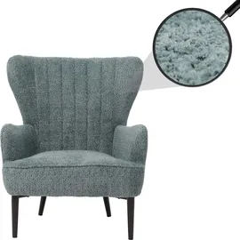 Mendler Lounge-Sessel HWC-K37 Chenille 75 x 80 x 78 cm blau-grün mit Kissen