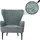 Mendler Lounge-Sessel HWC-K37 Chenille 75 x 80 x 78 cm blau-grün mit Kissen