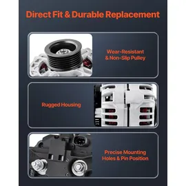 Vevor Autolichtmaschine 11185, für Chevrolet Impala LS, LT 3,5 l 2006–2011, Impala LTZ 3,9 l 2009–2010, Monte Carlo V6 2006–2007, Kfz-Ersatzlichtmaschine 0124425102, 0124425032, 10335497