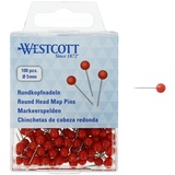 Westcott Rundkopfnadeln, 100 Stück, 5 mm Durchmesser, 16 mm lang, rot, E-10503 00