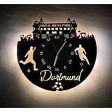 Designbysh Fußball Fan LED Wanduhr Dortmund Fanartikel Wanduhr Geschenk Fußballfan