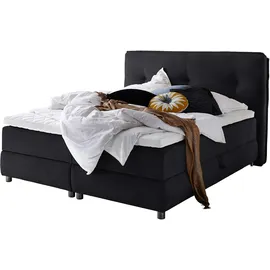Atlantic Home Collection TILO Boxspringbett inklusive Topper (Härtegrad H2) und Stauraumfunktion beidseitig, schwarz, 200 x 200 cm