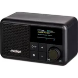 MEDION S66822 Tragbares Mini DAB+ Radio mit Bluetooth (Akku mit bis zu 6,5 Stunden, klein, dimmbares Farbdisplay, Teleskopantenne, Sleeptimer, Weck... - Schwarz