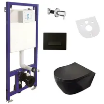 Belvit Spülrandloses Hänge-WC mit WC-Sitz Schwarz Matt