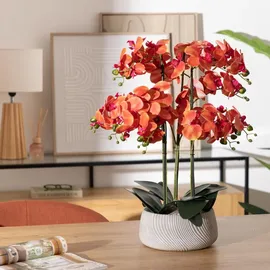 Atmosphera Créateur d'intérieur Künstliche Orchidee im Blumentopf, 65 cm - Orange