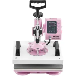 VEVOR Wärmepresse Hutpresse Hitzepresse T-Shirts Rosa Transferpresse 30x25cm