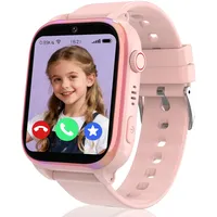 4G Smartwatch Kinder, IP68 Kinder Smartwatch mit GPS und Telefon, HD Videoanruf, SOS-Anruf, Schulmodus, Spiel, Wecker, SIM, Handy, Smart watch Wasserdicht Kinderuhr Geschenke für Mädchen Jungen, Pink