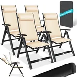 Kesser KESSER® Gartenstuhl Hochlehner mit Armlehnen Aluminium Klappstuhl inkl. Kopfkissen Campingstuhl 7-Fach Verstellbar Rückenlehne Atmungsaktiv & Wetterfest Klappbar &