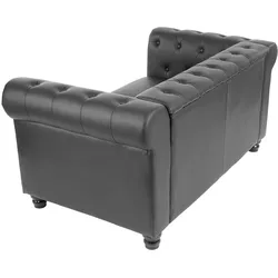 Mendler Luxus 2er Sofa Loungesofa Couch Chesterfield Kunstleder 160cm ~ runde Füße, schwarz