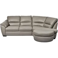 Livetastic Ecksofa, Grau, Holz, Kombination Echtleder/Lederlook, 4-Sitzer, Ottomane rechts, L-Form, 273x194 cm, Made in EU, Lederauswahl, seitenverkehrt erhältlich, Hocker erhältlich, Wohnzimmer, Sofas & Couches, Wohnlandschaften, Ecksofas