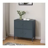 skølm Kommode Zandor aus Metall (Anthrazit, 2 Fächer & 4 Türen), Sideboard 81x80x38 cm, Metallschrank auch verfügbar mit 3 Fächern grau
